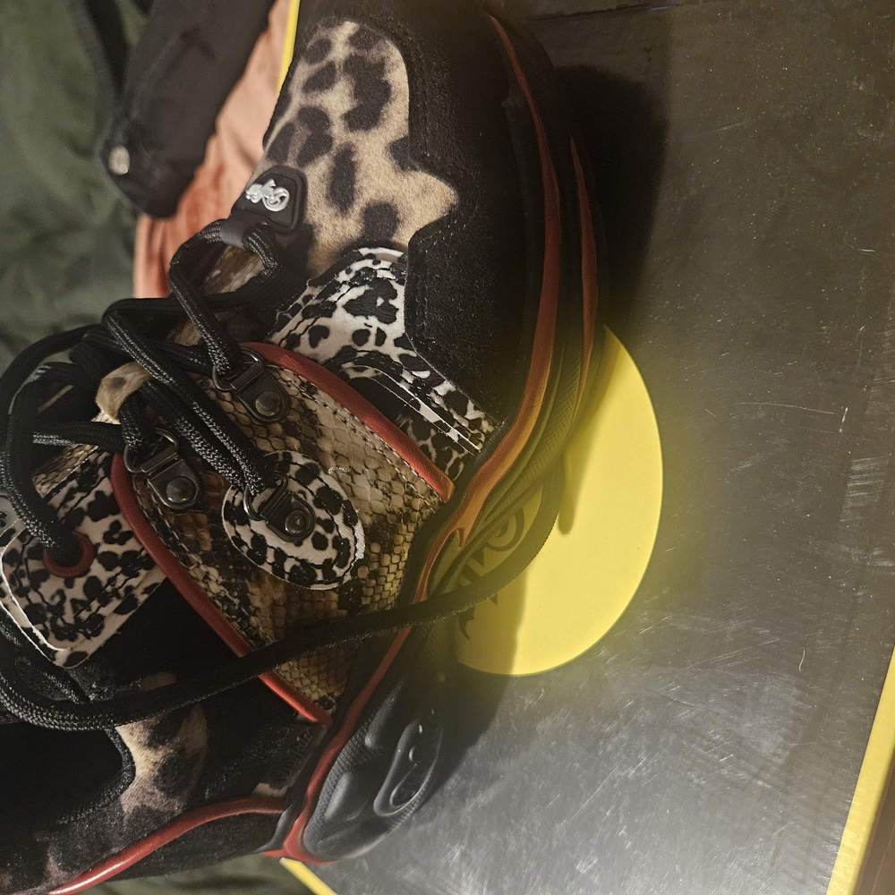 Leopard Print Sneakers with Red Accents